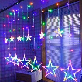 Stars Light Curtain Decoration 12 Stars,138 LED Curtain String Lights (Multi-Colour)