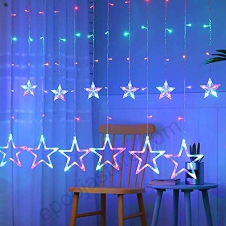 Stars Light Curtain Decoration 12 Stars,138 LED Curtain String Lights (Multi-Colour)