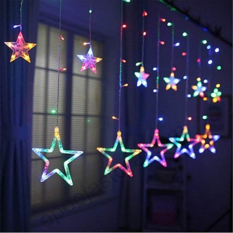 Stars Light Curtain Decoration 12 Stars,138 LED Curtain String Lights (Multi-Colour)