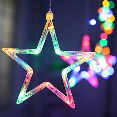 Stars Light Curtain Decoration 12 Stars,138 LED Curtain String Lights (Multi-Colour)