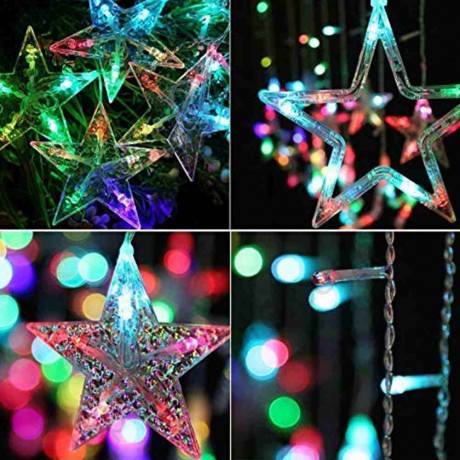 Stars Light Curtain Decoration 12 Stars,138 LED Curtain String Lights (Multi-Colour)