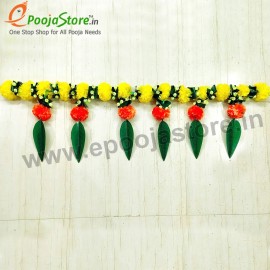 Decorative Artificial Yellow, Orange Marigold Flowers with Mango Leaves