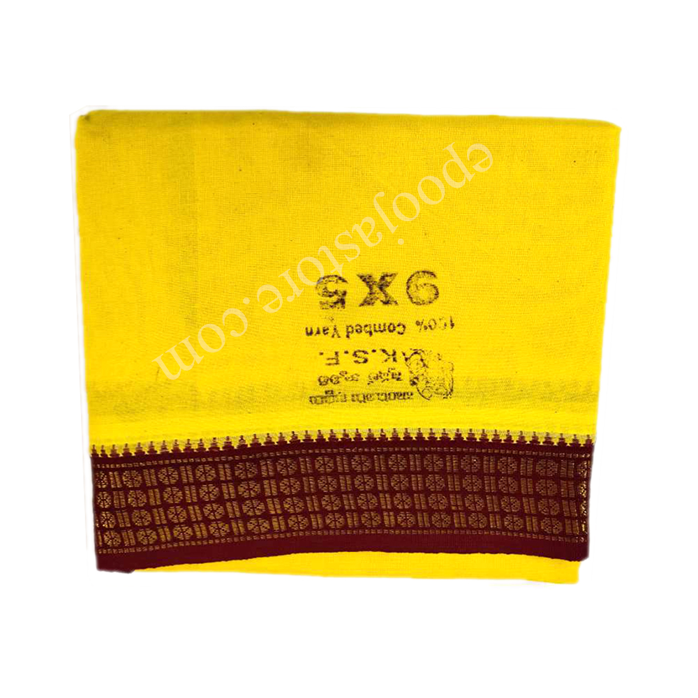 Cotton Dhothi Yellow Colour (9*5)