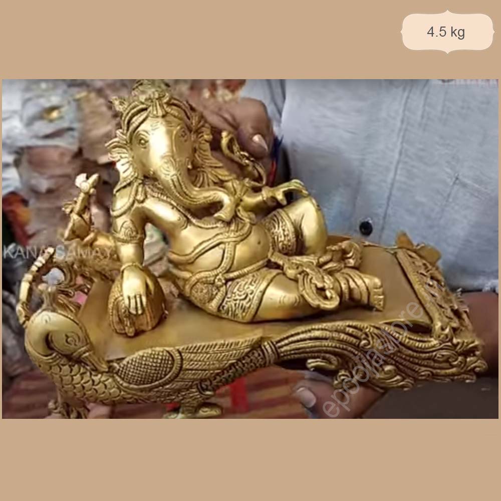 Decorative Ganesha Brass Idol on Peacock Decorative Ganesha Brass Idol on Peacock