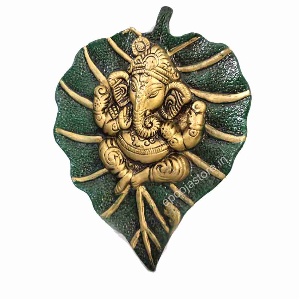 Leaf Ganesha Wall Idol Green