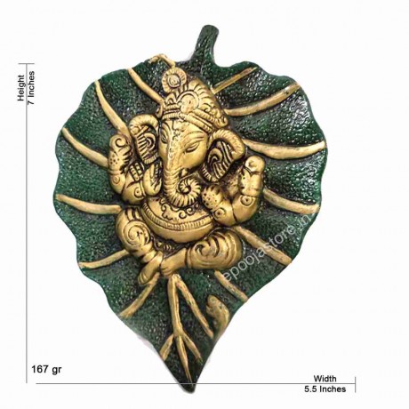 Leaf Ganesha Wall Idol Green