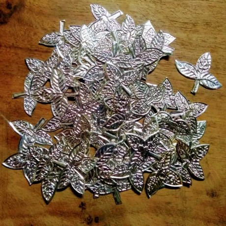 Silver Plated Bilvapatram, Bilva Leaves for Lord Shiva Puja and Abhishekam. (108 Pc Set)