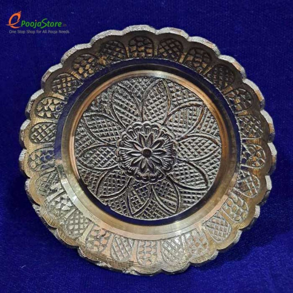 Brass Pooja Flower Designed Plates