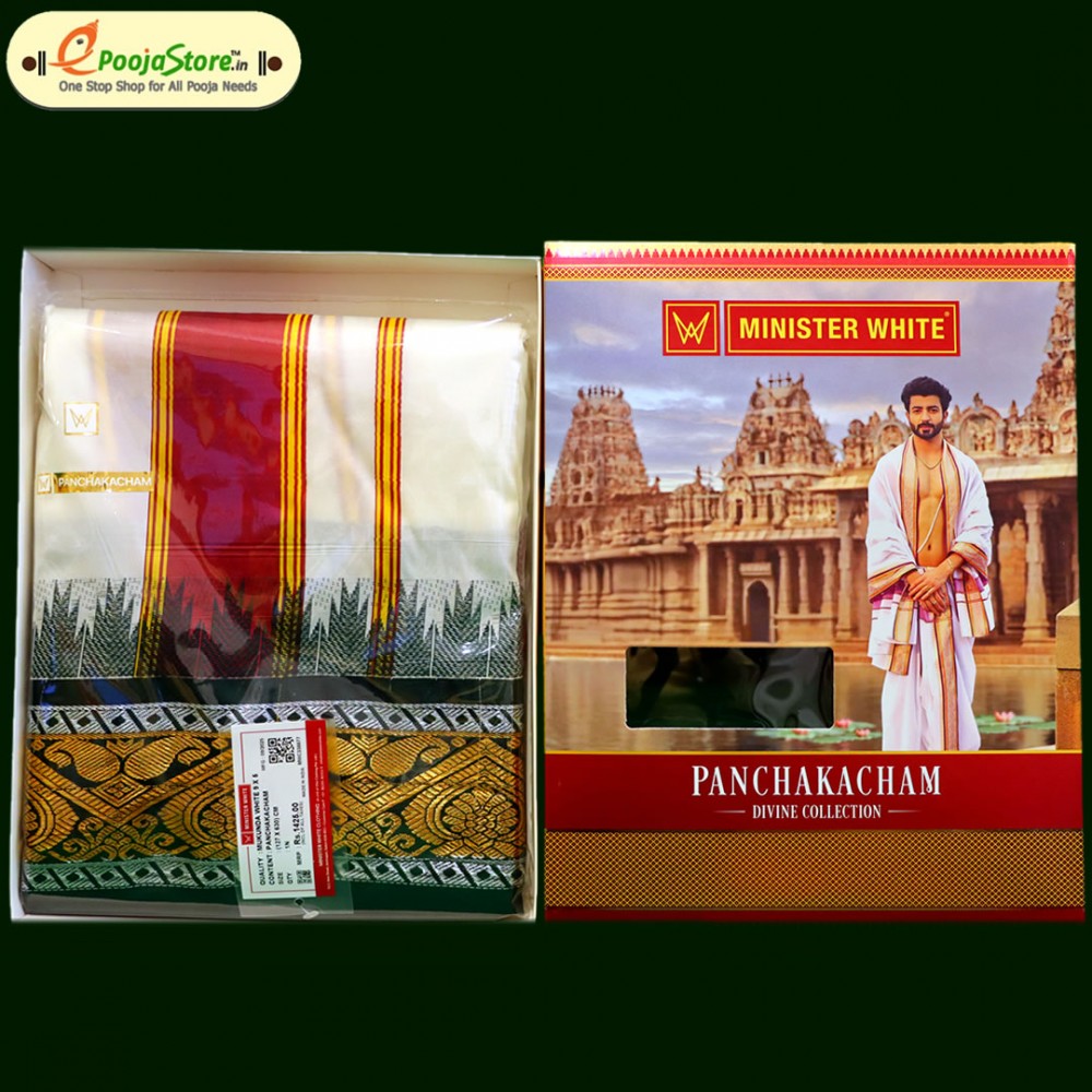 Silk Cream Pancha With Green and Red