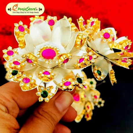 German Silver Stone Work Lotus For Mahalakshmi 