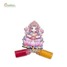 Goddess Lakshmi MDF Small Haldi Kumkum Pack of 10