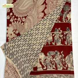 Kalamkari Pure Cotton Saree Red