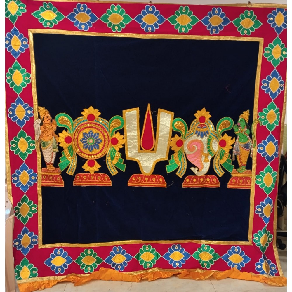 Shanku Chakra Namam with Hanuman and Garuda Temple Curtain