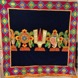 Shanku Chakra Namam with Hanuman and Garuda Temple Curtain