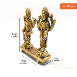 Pure Brass Lord Vishnu and  Lakshmi Devi Idol (4 Inches)