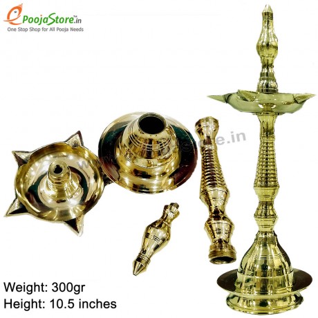 Brass Decorative Fancy Kerala Diya / Oil  Lamp Pack Of 1(Size 9.5 Inchs)