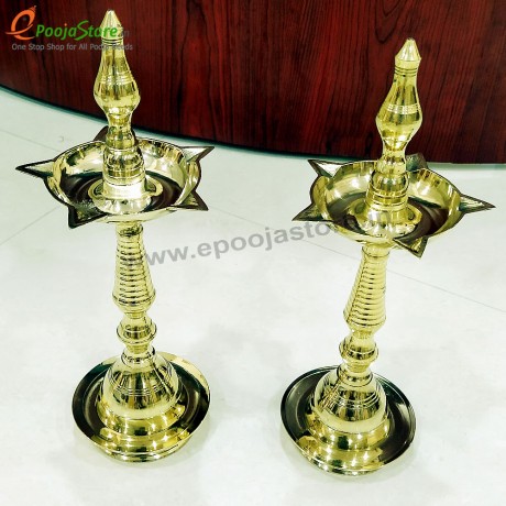 Brass Decorative Fancy Kerala Diya / Oil  Lamp Pack Of 1(Size 9.5 Inchs)