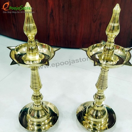 Brass Decorative Fancy Kerala Diya / Oil  Lamp Pack Of 1(Size 9.5 Inchs)