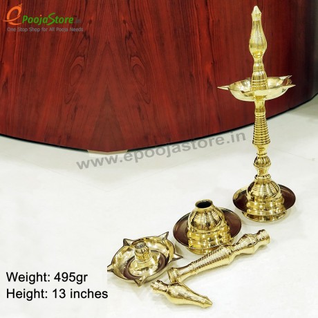 Brass Decorative Fancy Kerala Diya / Oil  Lamp Pack Of 1(Size 9.5 Inchs)