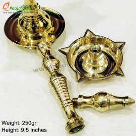 Brass Decorative Fancy Kerala Diya / Oil  Lamp Pack Of 1 (Size 10.5 Inchs)