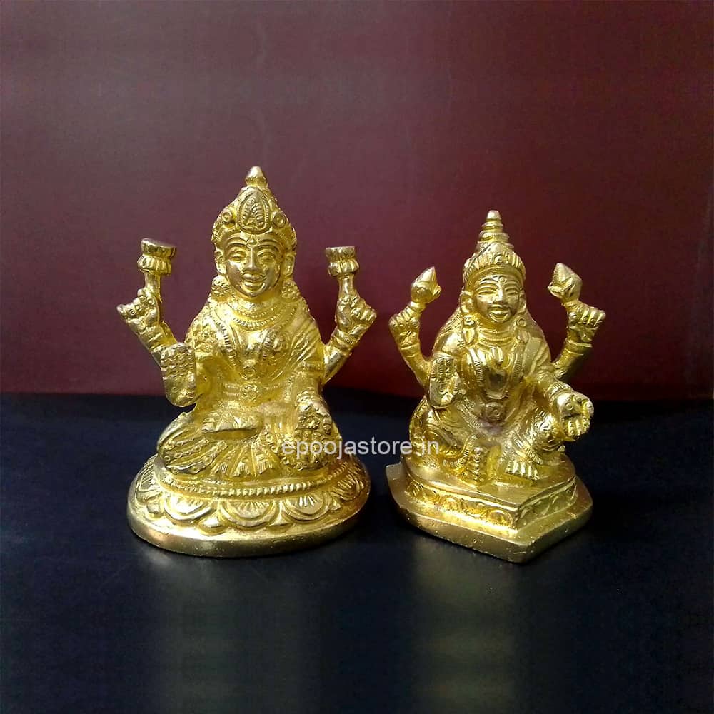 Lakshmi Devi and  Kubera Idol ( Brass Finest Quality)