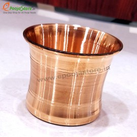 Pure Copper Panchapatra / Achmani Pali Set for Rituals  ( Pack of 3 (1 Glass, 1 Spoon and 1 Plate)) Small Size 