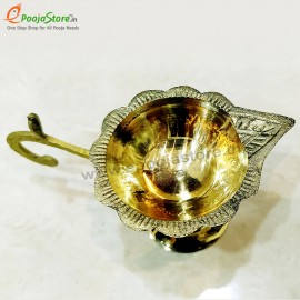 Pure Brass Ekaharathi Diya / Deepam With Handle  