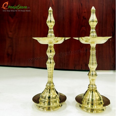 Brass Decorative Fancy Kerala Diya / Oil  Lamp Pack Of 1(Size 9.5 Inchs)