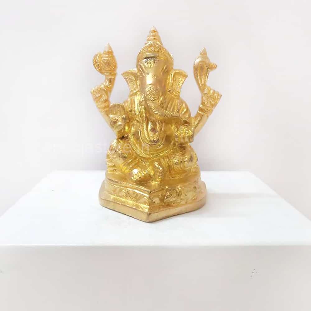 Ganesh God Idol Brass (4.5 inches) Finest Quality