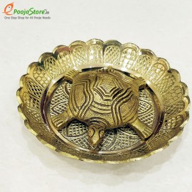 Pure Brass Vastu Fengshui Tortoise With Plate For Good Luck (Small)