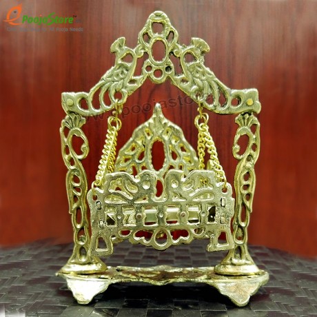 Pure Brass Swing Jhula For God Idols, Home and Mandir Decoration (Small)