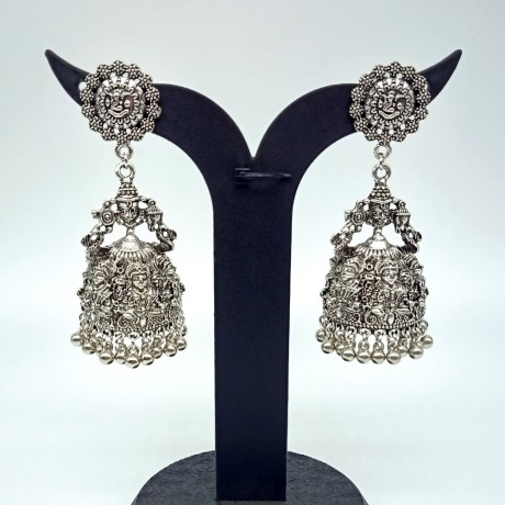 Silver Plating Lakshmi Devi Jhumkas