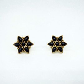 Black Onyx Flower Stud 