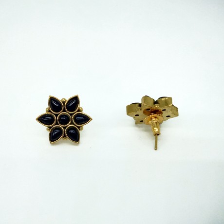 Black Onyx Flower Stud 