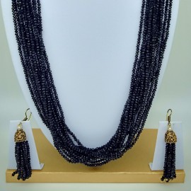 Semi Precious  Black Spinel Necklace Set  (10 Layers) 