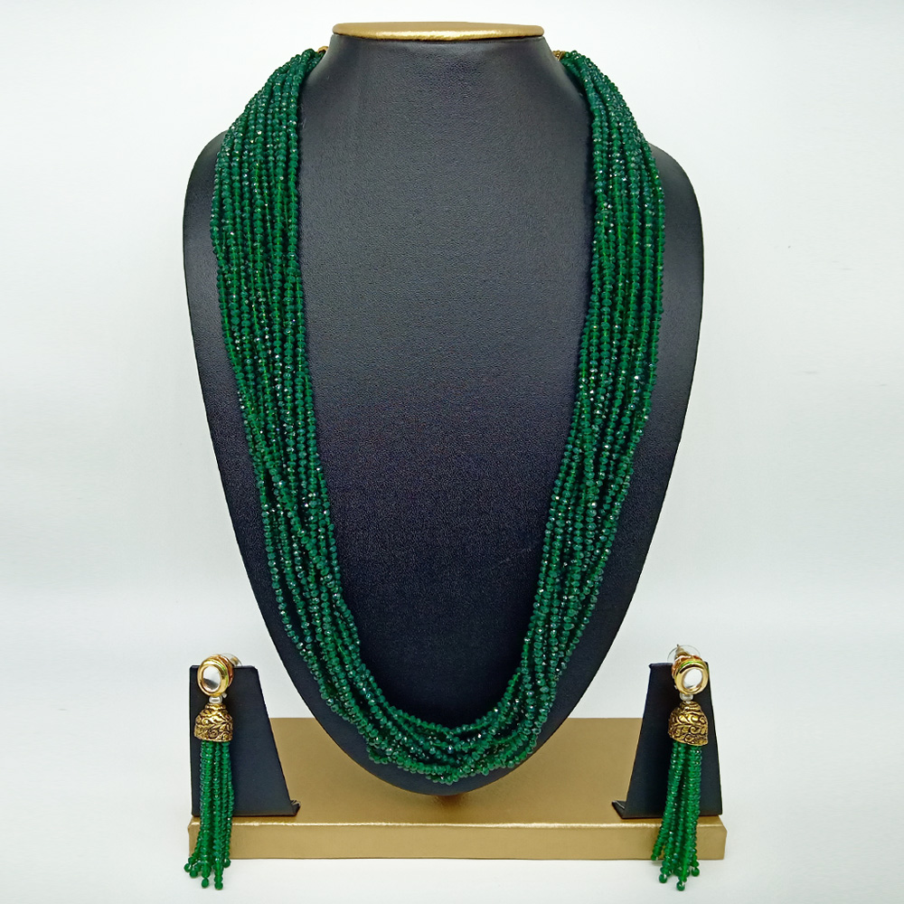 Semi Precious Emerald Necklace Set  (10 Layers)
