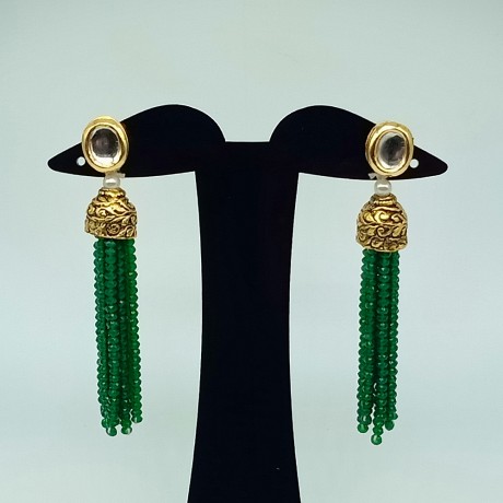 Semi Precious Emerald Necklace Set  (10 Layers)