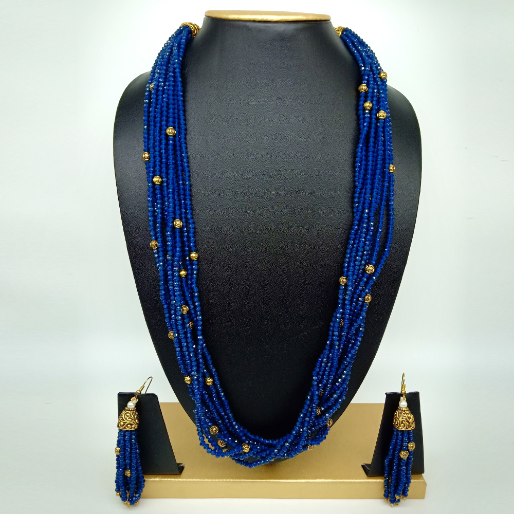 Semi Precious Sapphire Necklace Set (10 Layers)