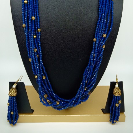 Semi Precious Sapphire Necklace Set (10 Layers)