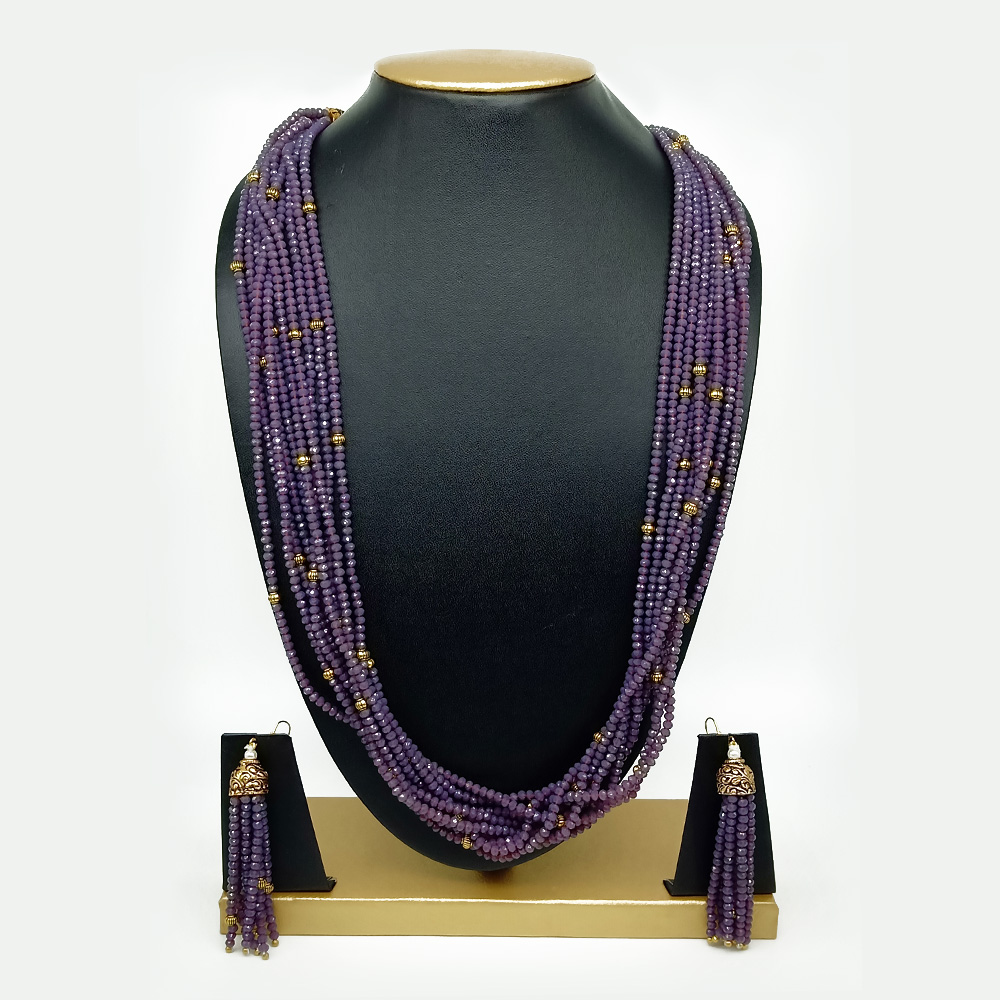 Semi Precious Amethyst Necklace Set (10 Layers)