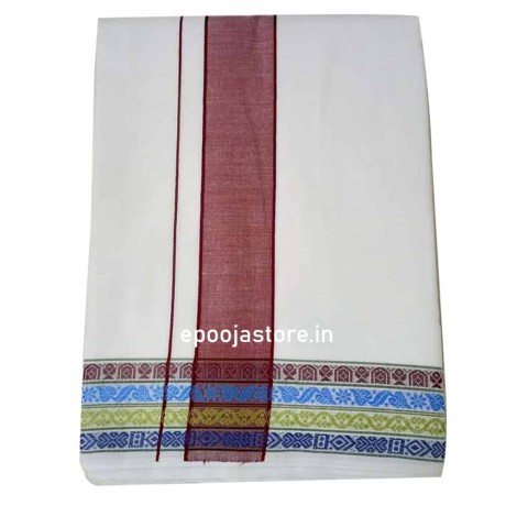 Dhoti white and Brown Color 