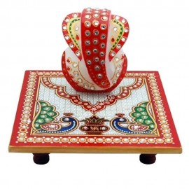 Marble Ganesh Idol With Chowki 