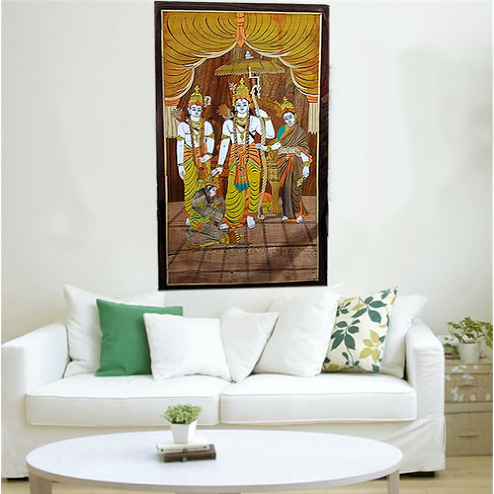 Ram Parivar (Rosewood Curved Painting)