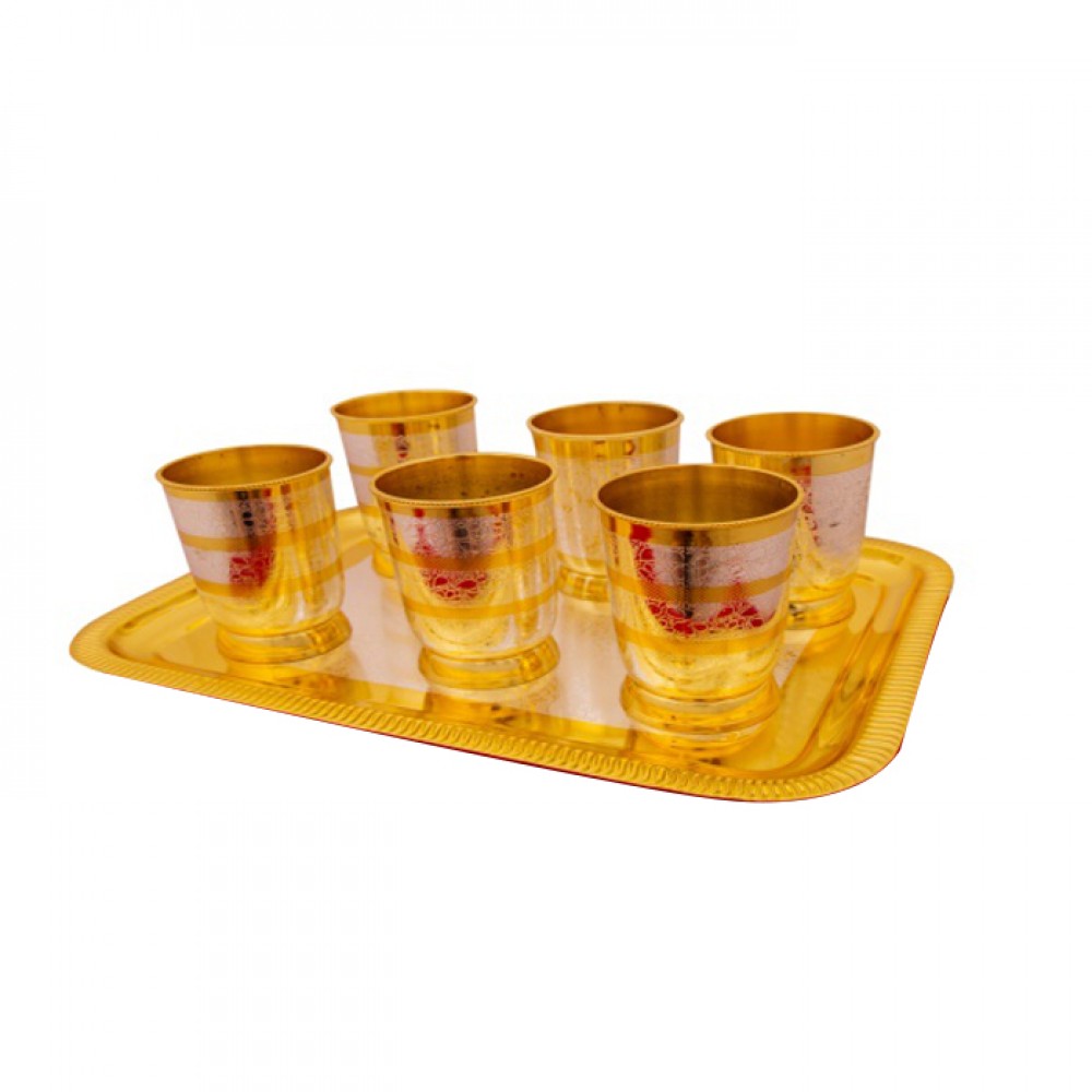 Silver & Gold Plated Glass Set 7 Pcs Silver & Gold Plated Glass Set 7 Pcs