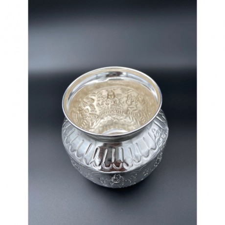 Pure Copper, Silver ASHTALAKSHMI Kalash,Pooja LOTA Silver Coating Copper Pooja LOTA Size-10