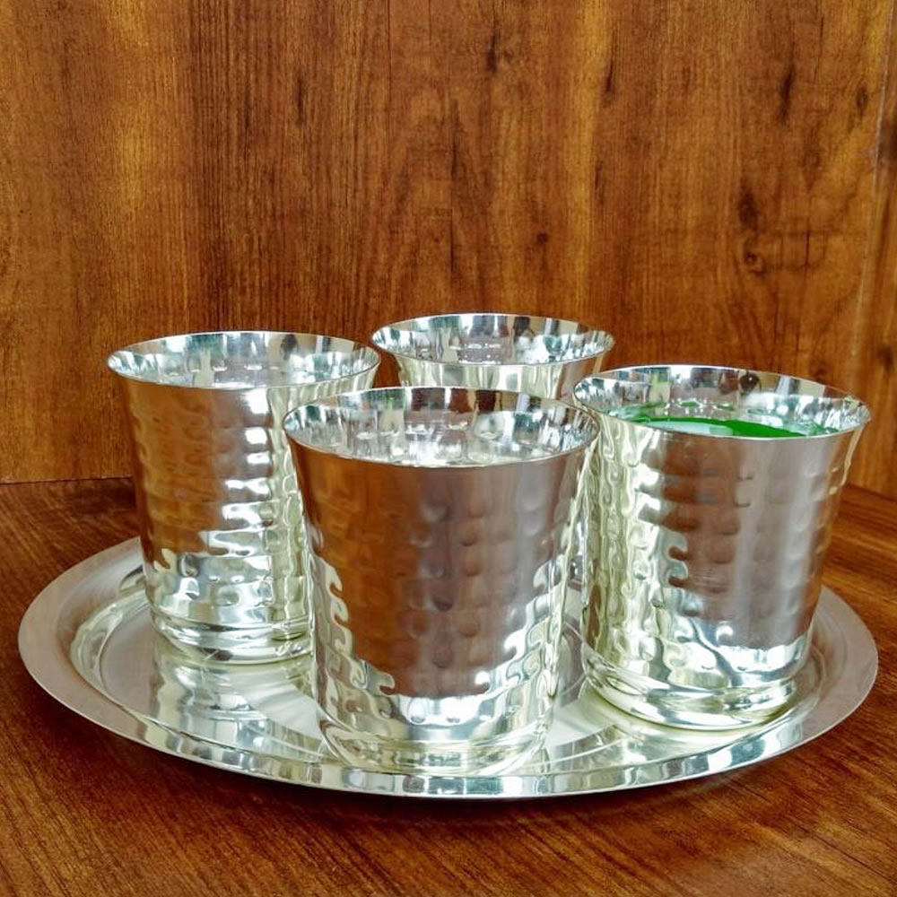 Hammer Glass Set 4 Pcs (Silver Coated)