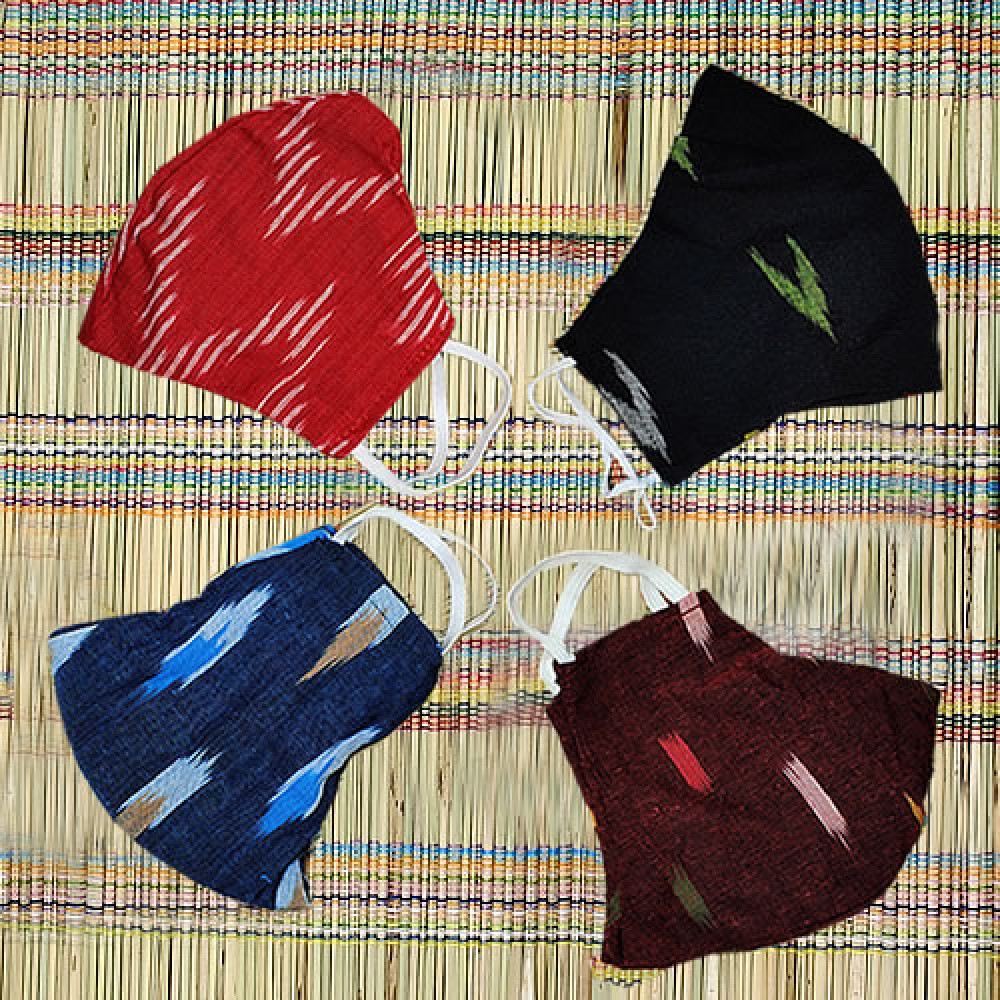 Ikkat & Handloom Cotton Masks (Pack of 4)` Ikkat & Handloom Cotton Masks (Pack of 4)`