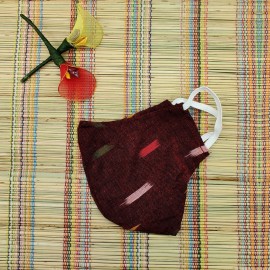 Ikkat & Handloom Cotton Masks (Maroon Colour)