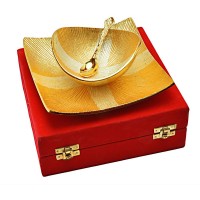 Handi Crafted Decorative Brass Bowl and Tray Set 