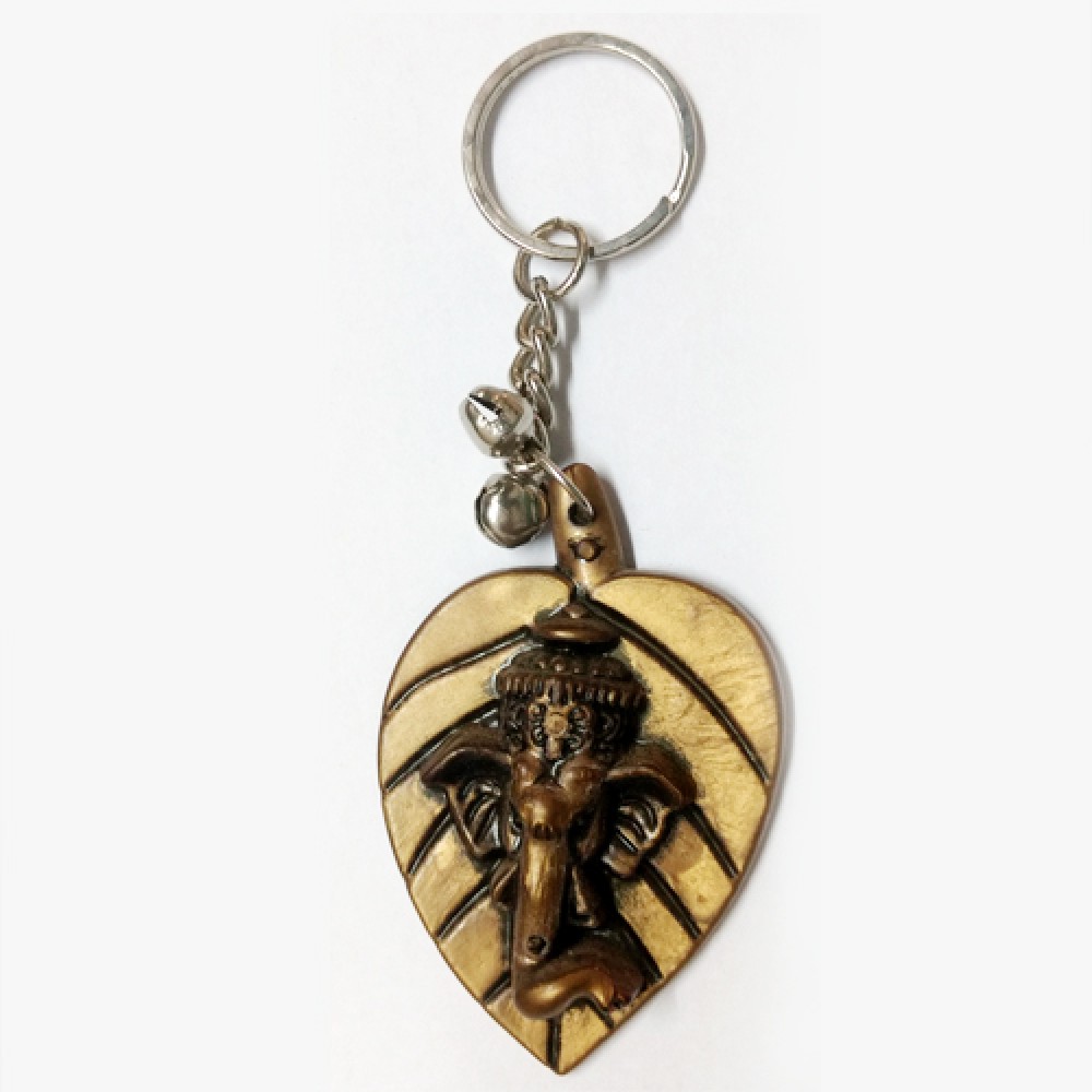 Ganesha with Leaf Key Chain ePoojaStore.in